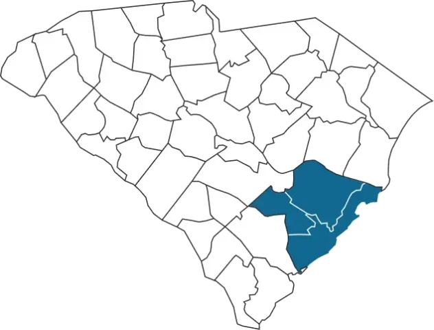 South Carolina Tri-County Lowcountry Map of Service Area